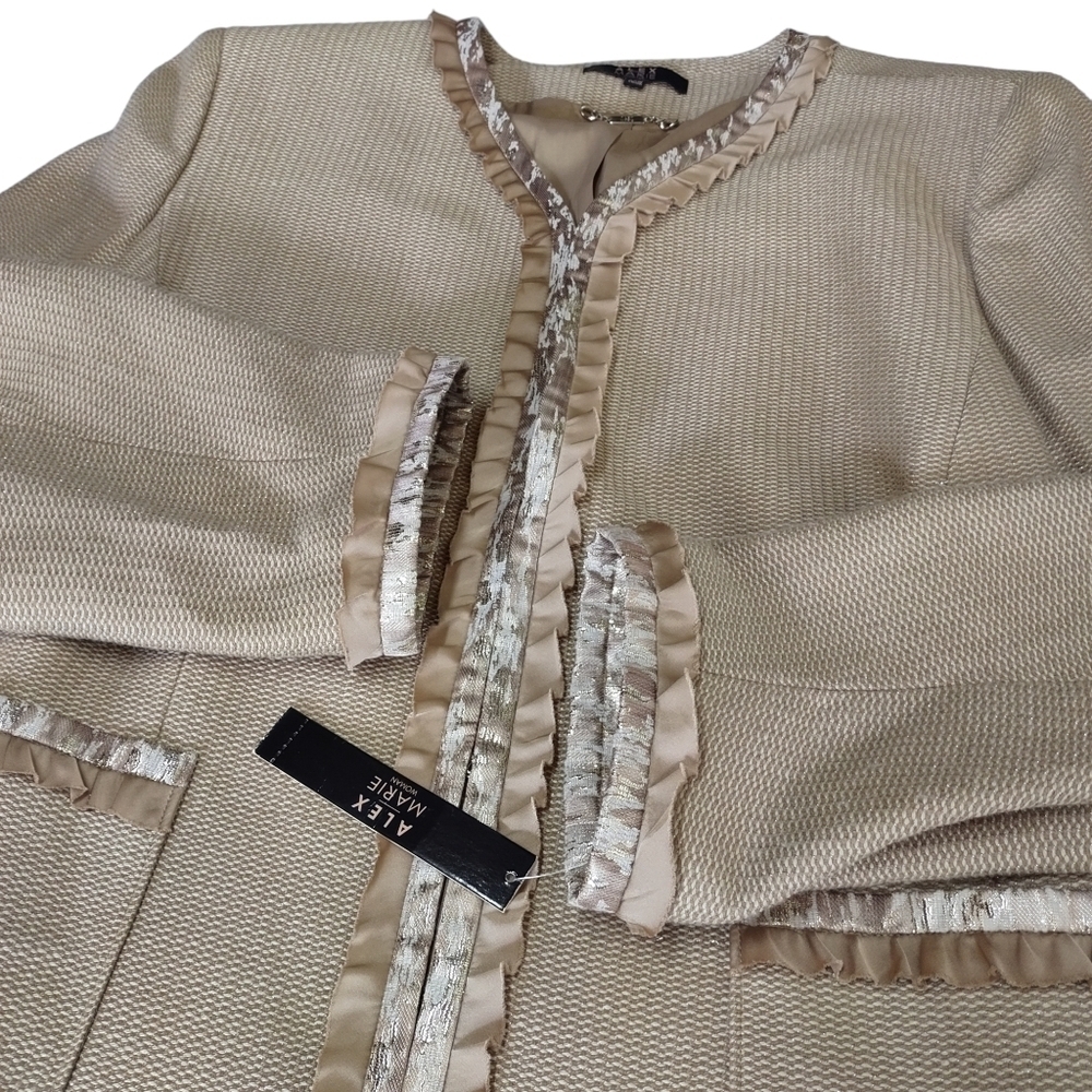 Alex Marie Women's Blazer Jacket Brown Ribbon Ruffled Edge Size 22W NWT - Picture 9 of 14